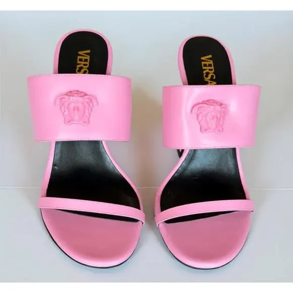 Versace Medusa Head Leather Baby Pink Sandals 9 US (39 Euro) 1019266 NIB $1100